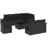 Maison Chic Seti vrtnega pohištva - Vrtna garnitura - Vrtni pohištvo set 9-delna z blazinami črn poli ratan, (21805239) | Shoptok.si
