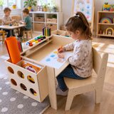 Ginger Home Dječji drveni radni stol s podesivim stolčićem i organizatorom, Montessori stol za crtanje, 77x50x52 cm | shoptok.hr