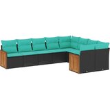  Vrtni set od 9 dijelova s jastucima, crni poliratan | shoptok.hr