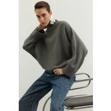 Trendyol Anthracite Soft Textured Wide Fit Knitwear Sweater