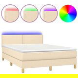  Krevet box spring s madracem LED krem 140x200 cm od tkanine | shoptok.hr