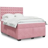 vidaXL Box spring postelja z vzmetnico roza 140x190 cm žamet, (21304888) | Shoptok.si