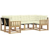 vidaXL Zunanja garnitura za sedenje z blazino 6 pcs Bela in krem, (5000271022) | Shoptok.si