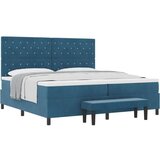  Postelja z vzmetnico z vzmetnico Temno modra 200 x 200 cm Žamet, (5000043844) | Shoptok.si