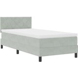 vidaXL Box Spring postelja z vzmetnico svetlo siva 90x200 cm žamet | Shoptok.si