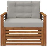  Set vanjskih sofa Čvrsto drvo akacije i poliester Prirodna - Prirodna i svijetlo siva prikladno za stan | shoptok.hr