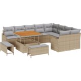  Set vrtnih sofa od 12 dijelova s jastučićima bež poli ratan akacija | shoptok.hr