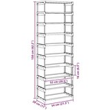 vidaXL stalak za cipele 10 slojeva sivi 54x28x158 cm netkana tkanina | shoptok.hr