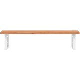  Zidna polica za umivaonik od čelika i masivne bukovine Smeđa 100 x 50 x 2.5 cm | Shoptok.si
