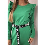 Kesi Women's dress with ruffles and a belt green | Shoptok.si