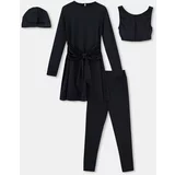 Dagi Black Long Sleeve 4-Piece Hijab Swimsuit Set