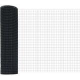 vidaXL varjena žična ograja s 7 flanšnimi stebri, siva 0.5x100 m jeklo | Shoptok.si