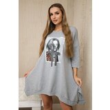 Kesi Dress with print and flared bottom in gray | shoptok.hr