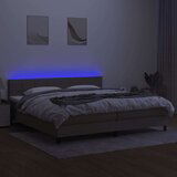  Box spring postelja z vzmetnico LED taupe 200x200 cm blago, (20897314) | Shoptok.si