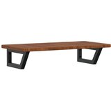  Zidna polica za umivaonik od čelika i masivne hrastovine Smeđa 80 x 40 x 2.5 cm | shoptok.hr