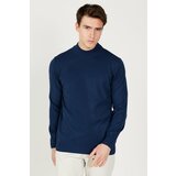 AC&Co / Altınyıldız Classics Men's Dark Blue Anti-Pilling Anti-Pilling Standard Fit Half Turtleneck Knitwear Sweater cene