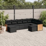 vidaXL 9-dijelni set vrtnih sofa s jastucima crni od poliratana | shoptok.hr
