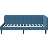 vidaXL Kotna postelja z vzglavjem Modra 100 x 200 cm Žamet | Shoptok.si