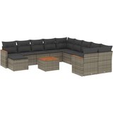 vidaXL 12-dijelni set vrtnih sofa od poliratana s jastucima sivi | shoptok.hr