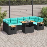  Vrtna garnitura - 8-dijelni set vrtnih sofa od poliratana s jastucima crni - Crna sa spremištem 1 | shoptok.hr