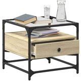 vidaXL Stolić sa staklenom površinom boja hrasta 50 x 50 x 45 cm čelik | shoptok.hr