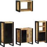 vidaXL Set namještaja za kupaonicu 4 pcs Smeđa Čvrsto drvo manga | shoptok.hr
