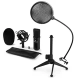 Auna CM001B Mikrofonski set V2- kondenzatorski mikrofon, mikrofonsko stojalo, pop filter, črna barva