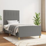 Maison Chic Posteljni okvir - Enojna postelja - Postelja za odrasle brez vzmetnice temno siv 90x200 cm blago-J7943, (21769921) | Shoptok.si