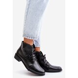 Zazoo 2964 Leather Ankle Boots On Flat Heel Black | ePonuda.com