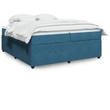 vidaXL Box spring postelja z vzmetnico temno modra 200x200 cm žamet | Shoptok.si