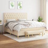 The Living Store Box spring postelja z vzmetnico krem 160x200 cm blago - Box Spring Postelja, (21512001) Cene