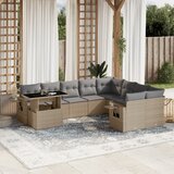 vidaXL 10-dijelni set vrtnih sofa s jastucima bež od poliratana | shoptok.hr