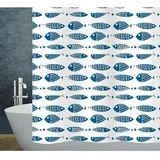 Tekstilna kopalniška zavesa Scuby (Š x V: 240 x 180 cm, Modra/Bela)