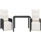 vidaXL vrtna bistro garnitura 3-delna z blazinami črn poli ratan, (21316118) | Shoptok.si