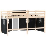  Dječji krevet na kat i zavjese crno-bijeli 80 x 200 cm borovina | shoptok.hr