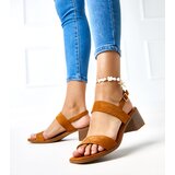  Golden block heel sandals Yakota Cene