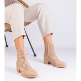 Gemre Beige Mesh Heeled Ankle Boots Melarka | shoptok.hr