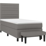 vidaXL Box spring postelja z vzmetnico temno siva 100x200 cm blago | Shoptok.si