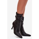 Boto Women's ankle boots with heel with ruched upper zipper black Ulisse | shoptok.hr