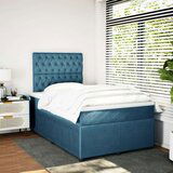 vidaXL Box spring postelja z vzmetnico temno moder 120x190 cm žamet | Shoptok.si