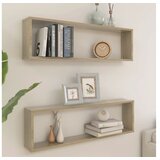  Kockaste zidne police 2 kom boja hrasta 100x15x30 cm od iverice | shoptok.hr