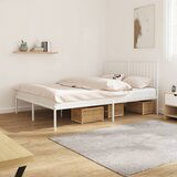 Maison Chic Kovinski Posteljni okvir - Dvoposteljna postelja - Zakonska postelja z vzglavjem bel 140x200 cm, (21692965) | Shoptok.si