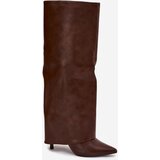 Boto Insulated Stiletto Boots With Folded Shaft Chocolate Tamonia | Shoptok.si