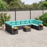  Vrtna sedežna garnitura 11-delna z blazinami črn poli ratan, (21094040) | Shoptok.si