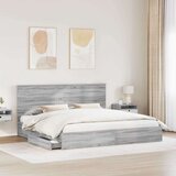  Krevet s od storage Siva Sonoma 200 x 200 cm Konstruirano drvo | shoptok.hr