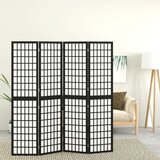 vidaXL Zložljiv 4-delni paravan japonski stil 160x170 cm črne barve | Shoptok.si