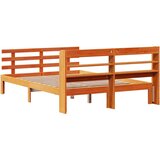 vidaXL Posteljni okvir z vzglavjem voščeno rjava 150x200 cm borovina | Shoptok.si