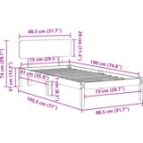  Krevetni okvir s uzglavljem Vosak smeđi 75x190 cm Čvrsto drvo bora | shoptok.hr