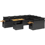 vidaXL Vrtna sedežna garnitura 10-delna z blazinami črn poli ratan, (21094101) | Shoptok.si