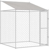 Kavez za psa s krovom Srebrno 200 x 200 x 258 cm Čelik i PE | Shoptok.si